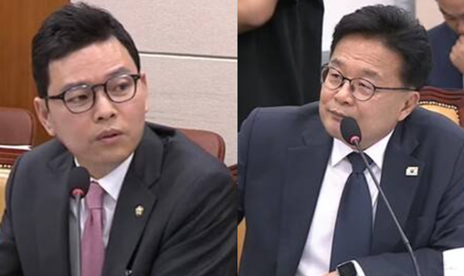 국정감사 도중 김우영 더불어민주당 의원에게 욕설을 해 파문이 일고 있는 박정훈 국민의힘 의원의 모습. 국회방송 유튜브 화면 캡쳐. 